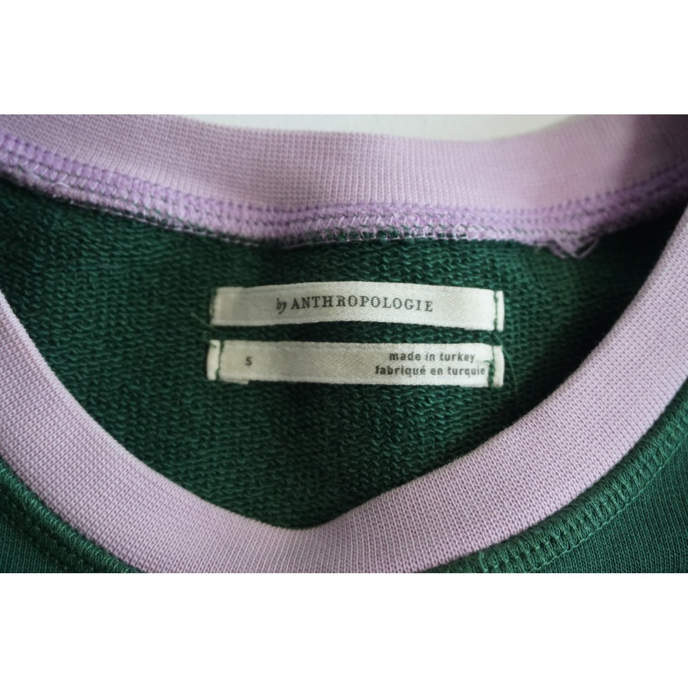 Anthropologie 85 Chicago Cropped Sweatshirt Green Lilac Graphic S - Picture 7 of 14